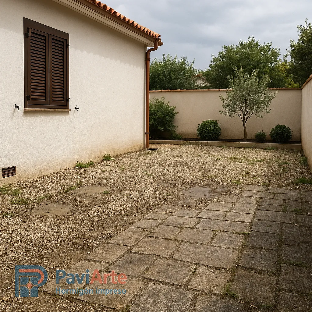 Patio estilo adoquín — Antes