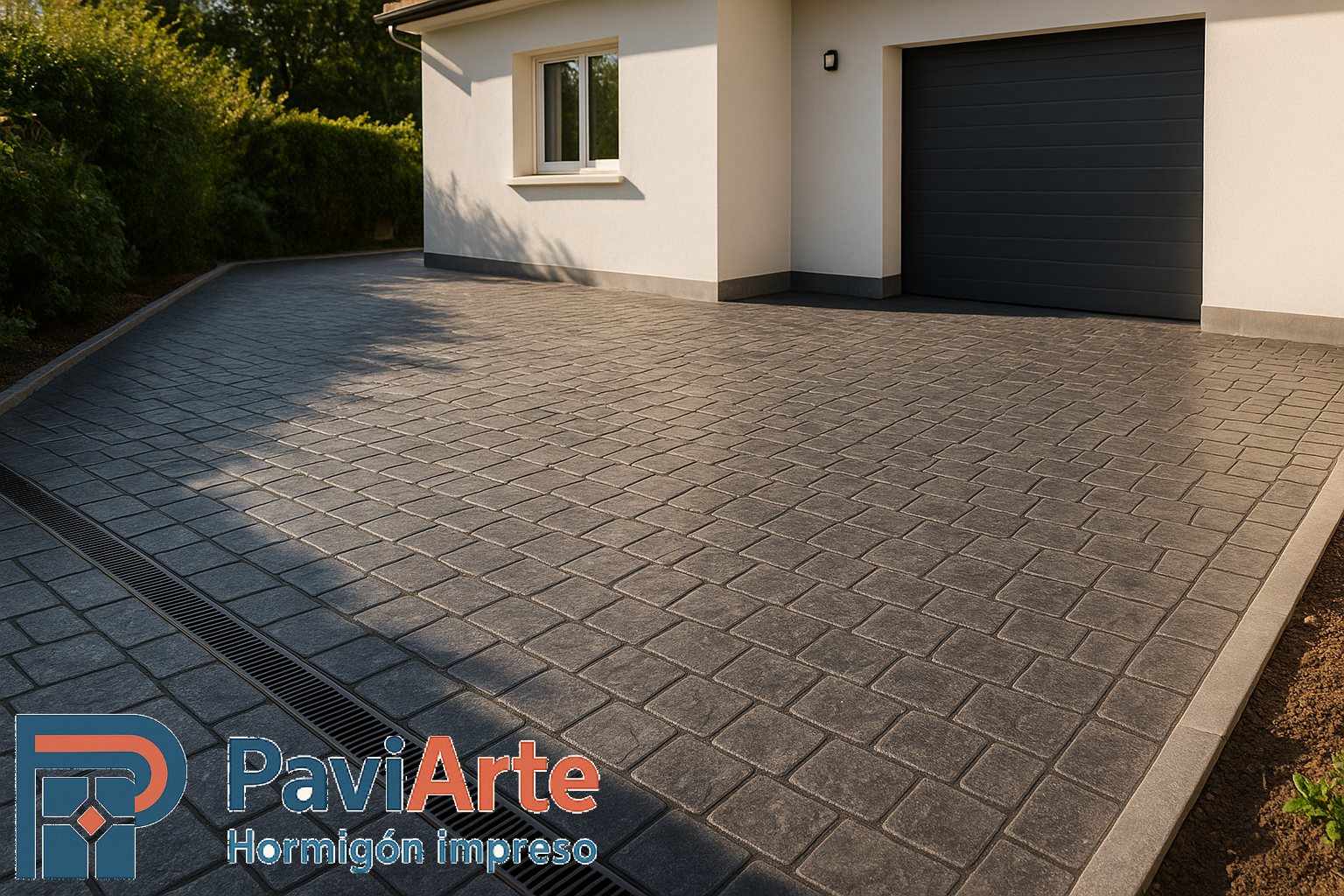 Hormigón impreso en Burgos: patio con adoquín romano