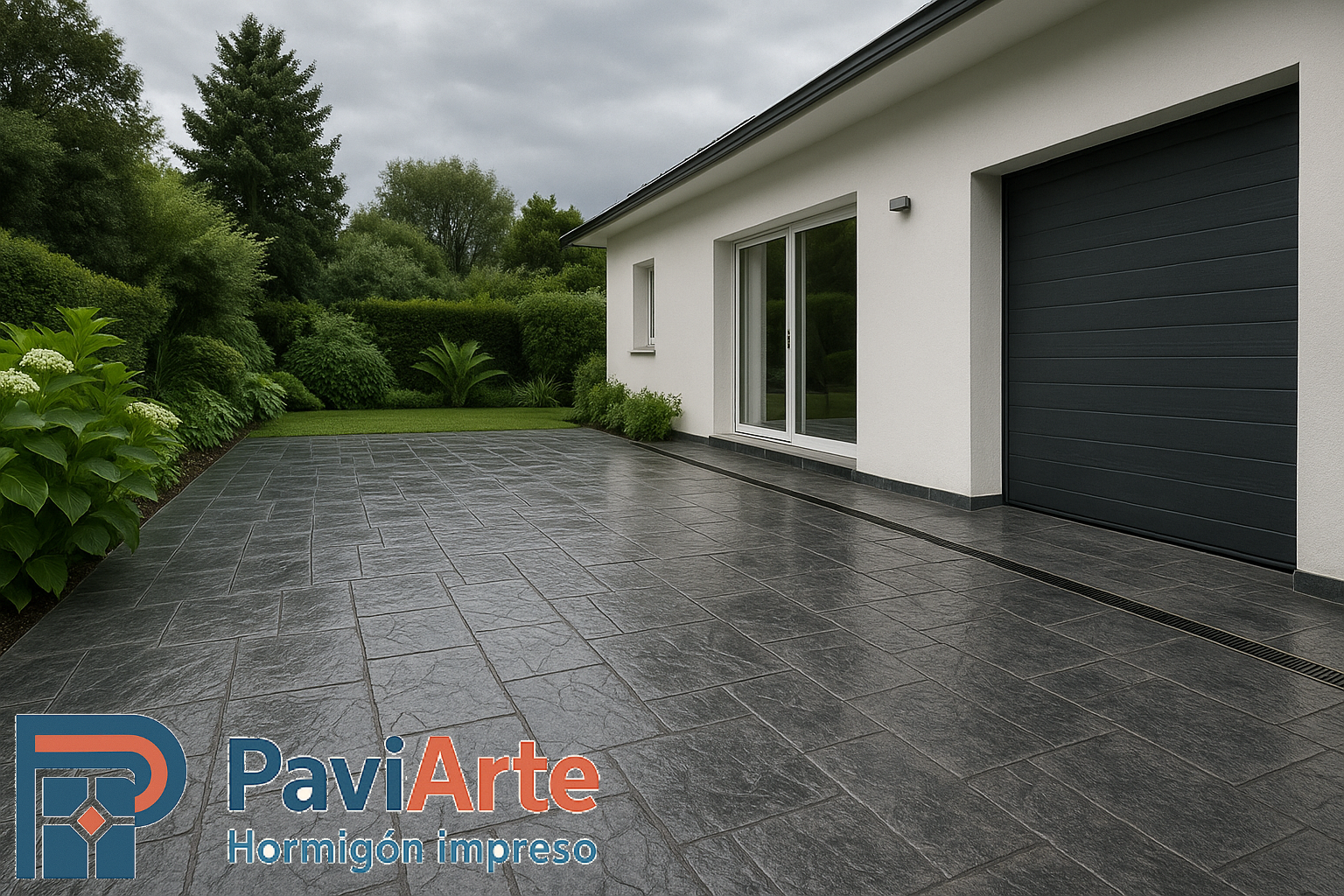 Hormigón impreso en Santander: patio antideslizante para clima húmedo
