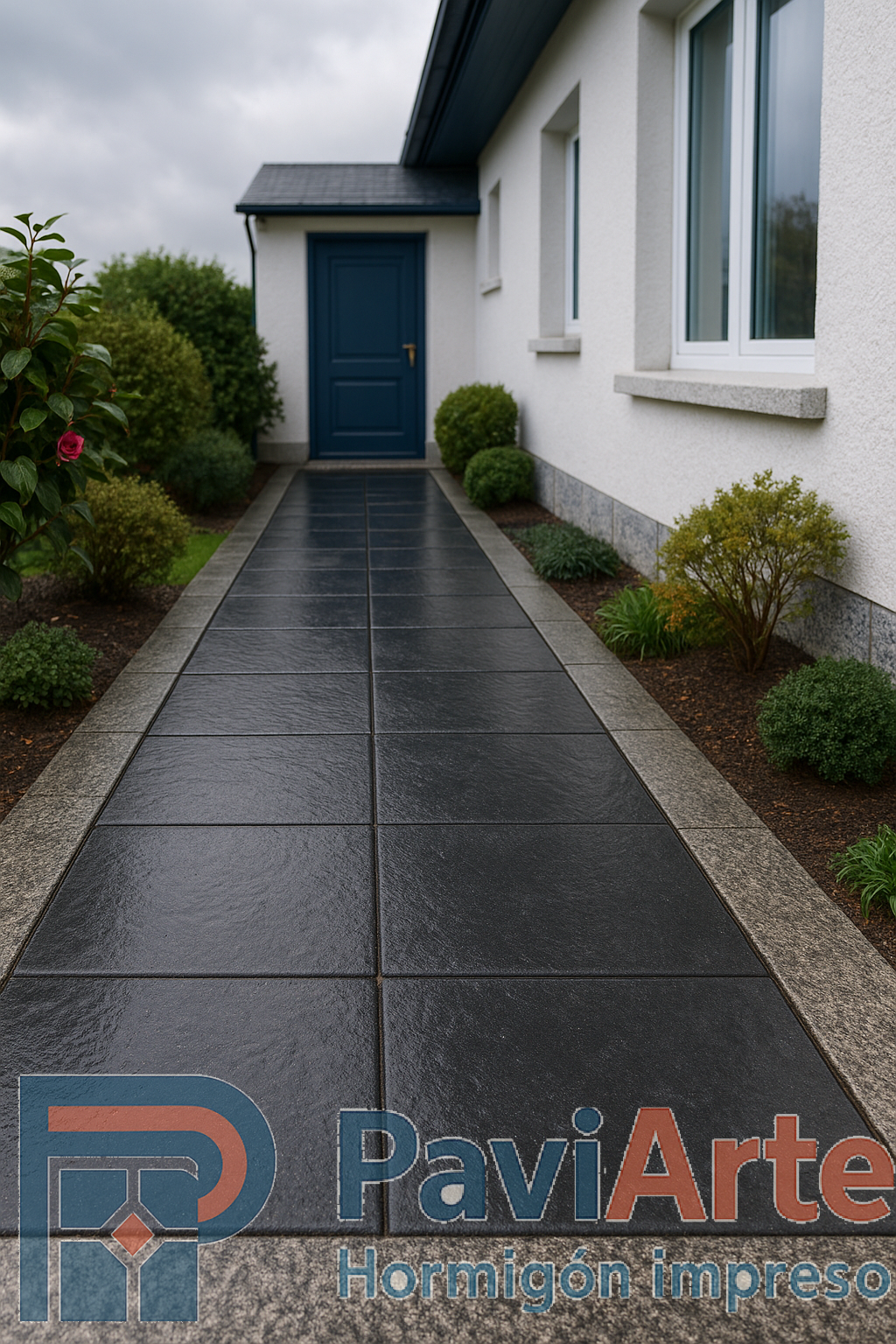 Acceso peatonal con adoquín gran formato en Lugo